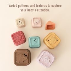 Baby Stacking Cups Toy,Baby Stacking Cups Toy, Silicone Baby Stacking Tower, Silicone Soft Teething Toy Educational Baby Toys, Baby Building Toys Blocks