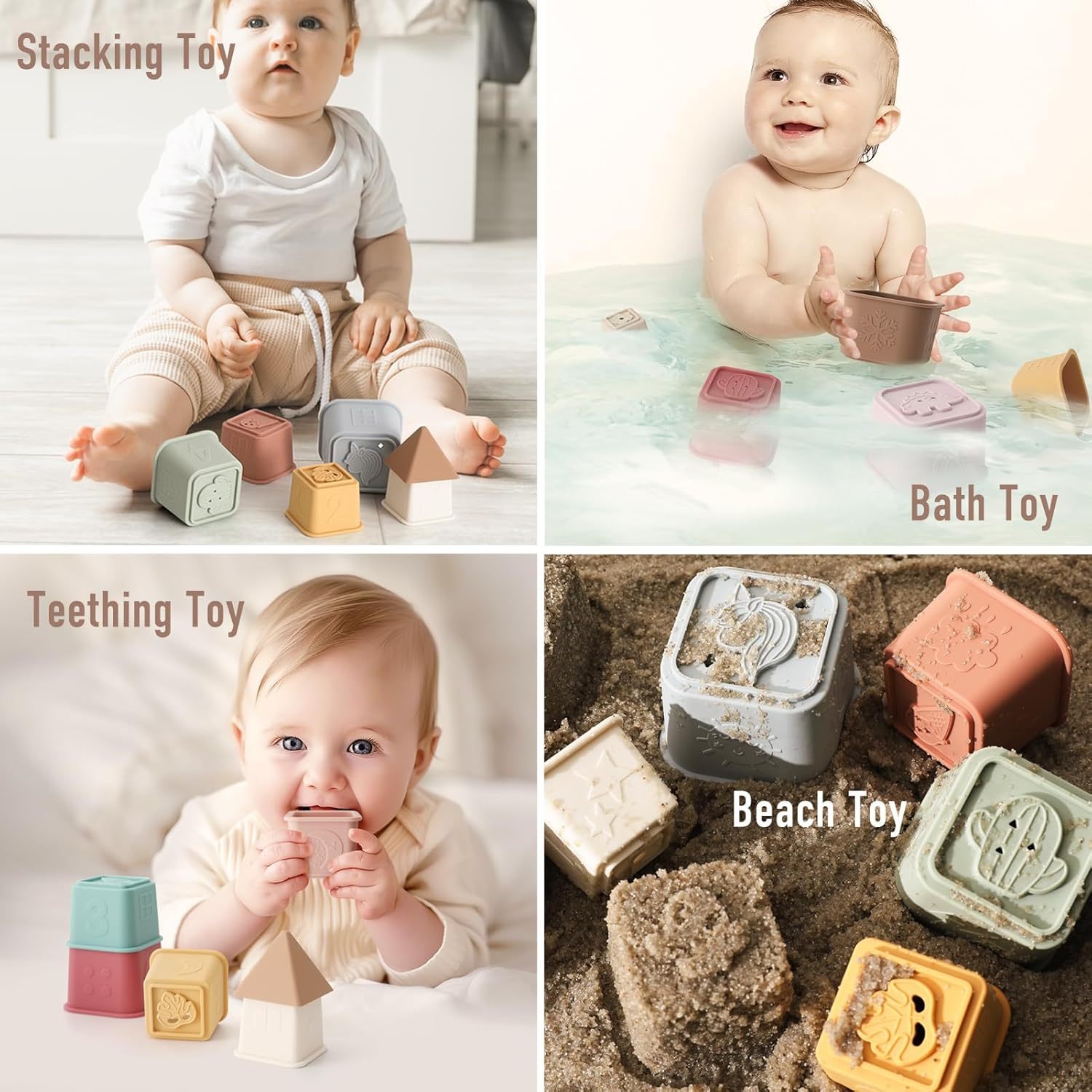 Baby Stacking Cups Toy,Baby Stacking Cups Toy, Silicone Baby Stacking Tower, Silicone Soft Teething Toy Educational Baby Toys, Baby Building Toys Blocks