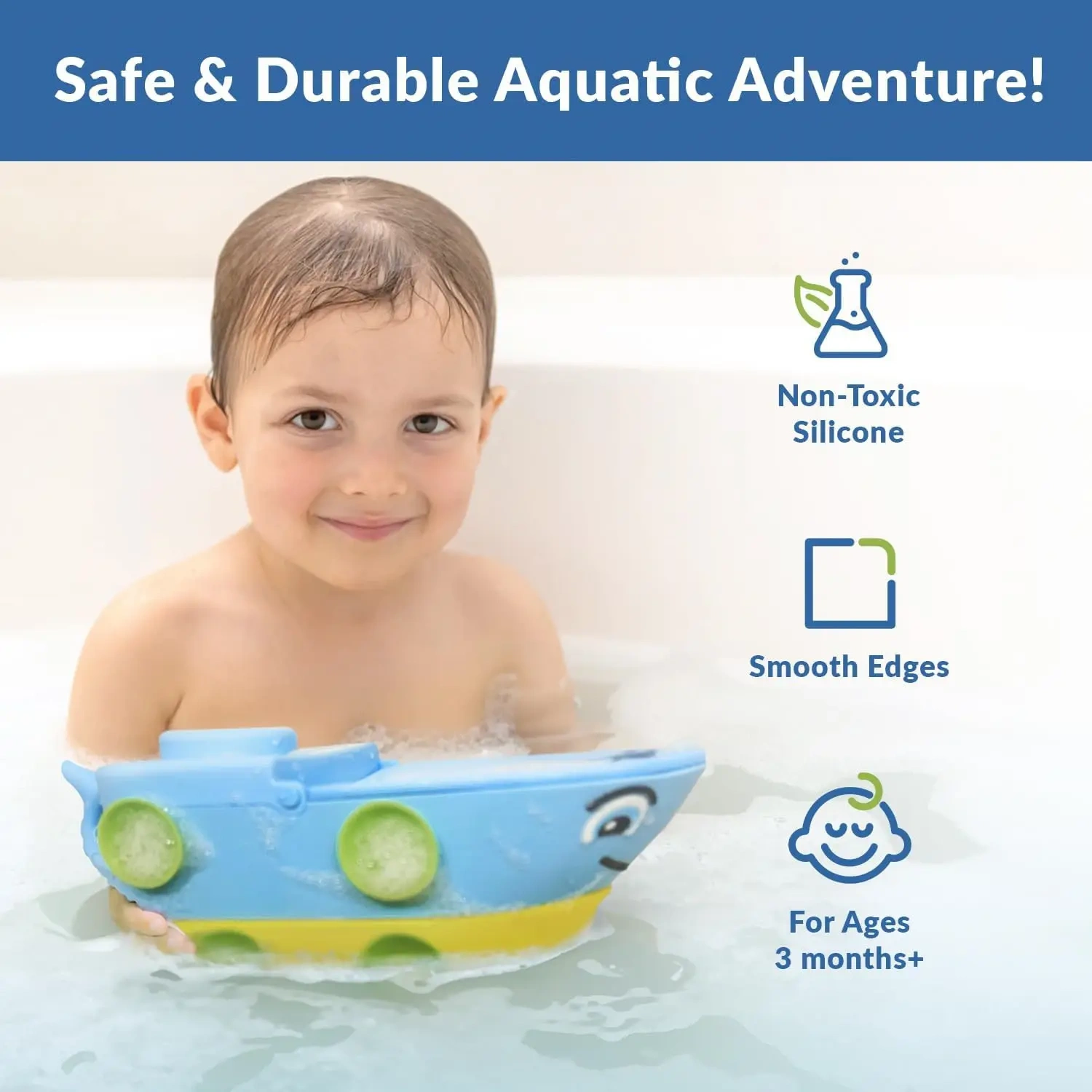 Silicone Baby Bath Toys Submarine,Silicone Baby Bath Toys Submarine, Suction Bath Water Toy for Bathtime