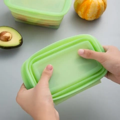 Silicone Lunch Box Collapsible With Lids,Collapsible Silicone Lunch Bento Box, Portable Food Storage Container Outdoor Picnic Box Space Saving