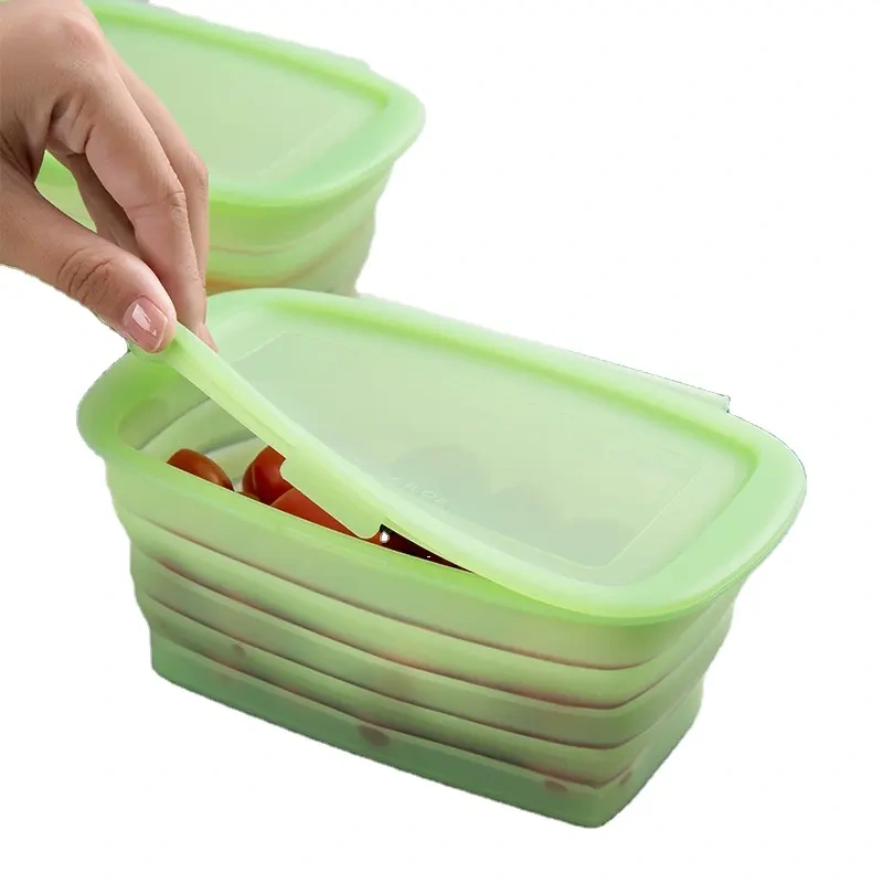 Silicone Lunch Box Collapsible With Lids,Collapsible Silicone Lunch Bento Box, Portable Food Storage Container Outdoor Picnic Box Space Saving