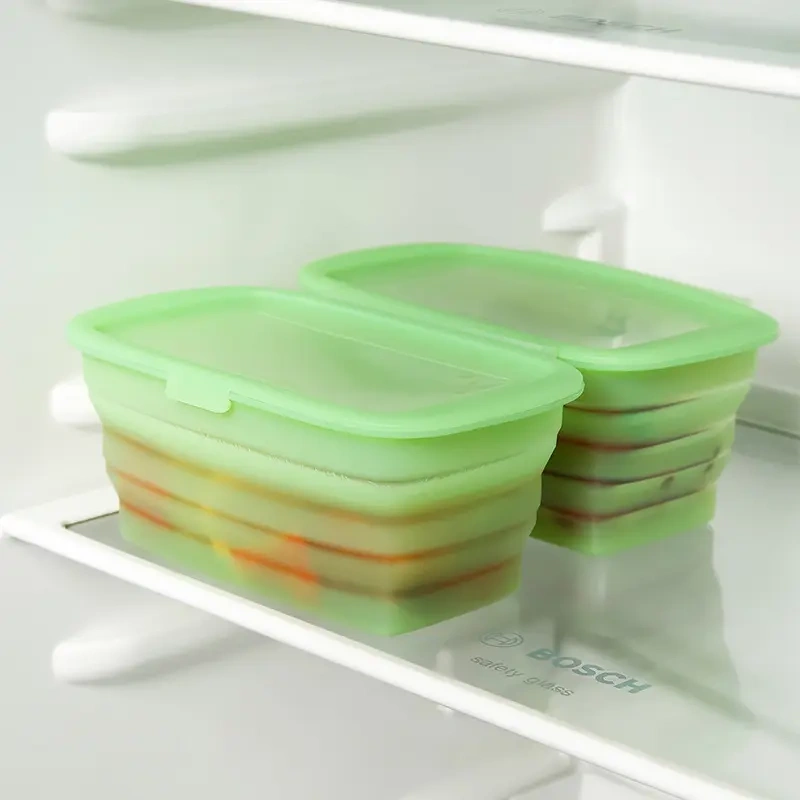 Silicone Lunch Box Collapsible With Lids,Collapsible Silicone Lunch Bento Box, Portable Food Storage Container Outdoor Picnic Box Space Saving