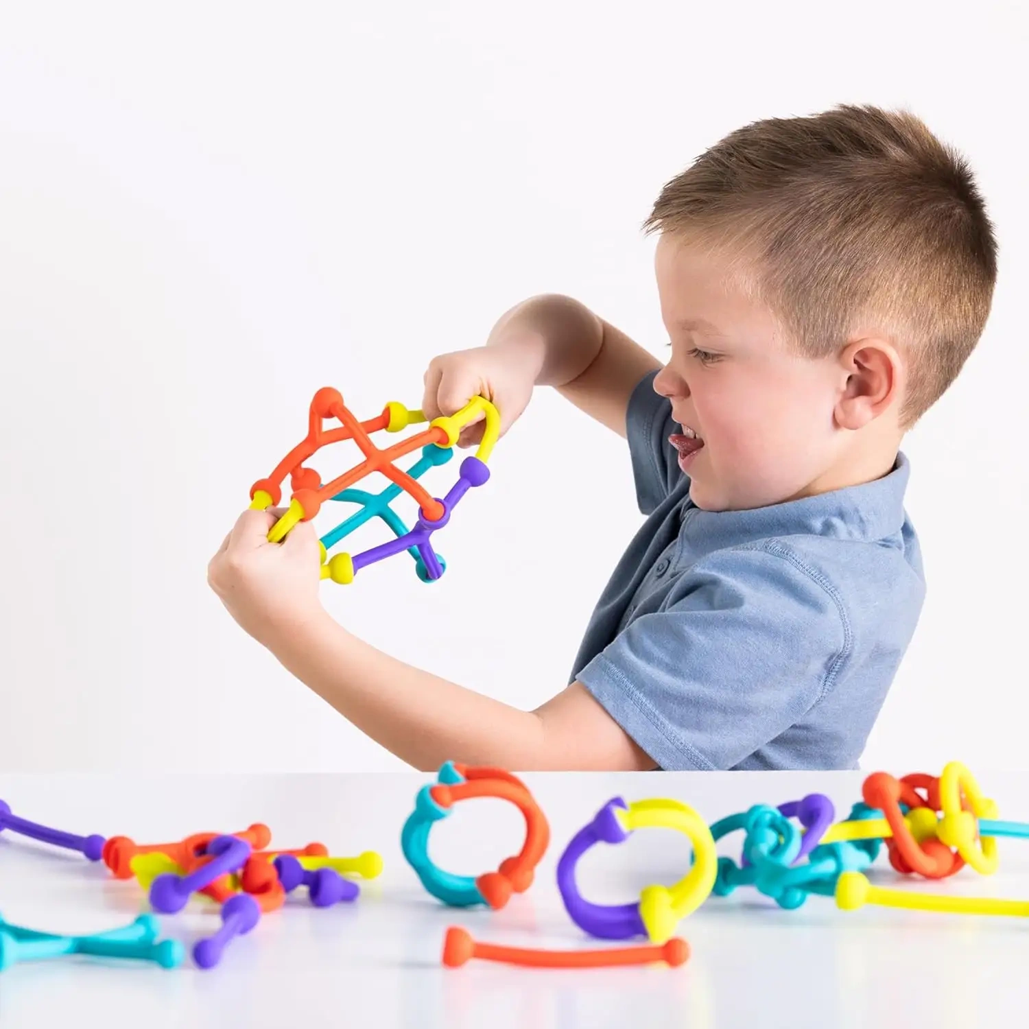 Silicone Interlocking Creative Connecting Kit,Building Toy Building Blocks Bars Different Shape Educational Construction Engineering Set 3D Puzzle, Interlocking Creative Connecting Kit, Great STEM Toy for Both Boys and Girls