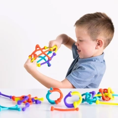 Silicone Interlocking Creative Connecting Kit,Building Toy Building Blocks Bars Different Shape Educational Construction Engineering Set 3D Puzzle, Interlocking Creative Connecting Kit, Great STEM Toy for Both Boys and Girls