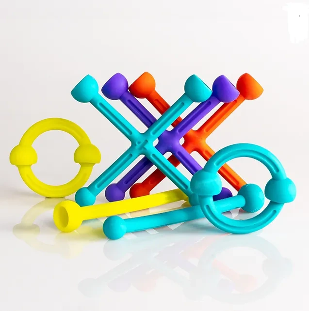 Silicone Interlocking Creative Connecting Kit,Building Toy Building Blocks Bars Different Shape Educational Construction Engineering Set 3D Puzzle, Interlocking Creative Connecting Kit, Great STEM Toy for Both Boys and Girls