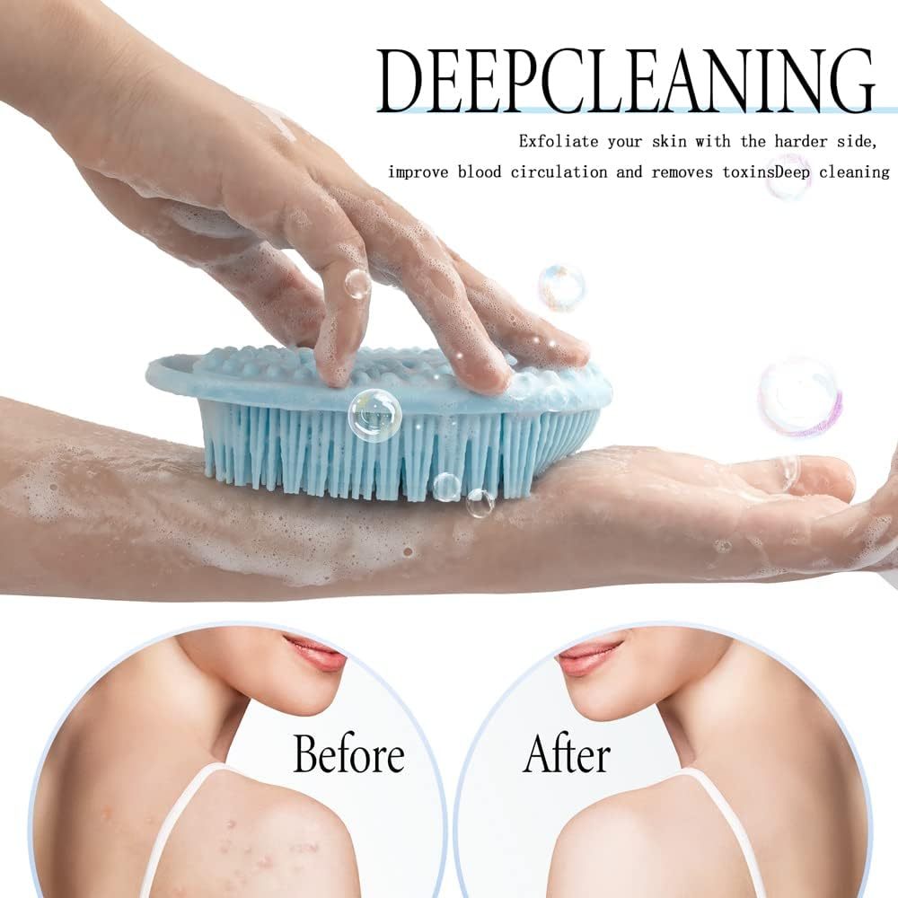Easy-to-Clean Silicone Shower Scrubber,Silicone Body Scrubber – Dual-Sided Exfoliator for Men & Women, Gentle Loofah Alternative, Easy-to-Clean Silicone Shower Scrubber