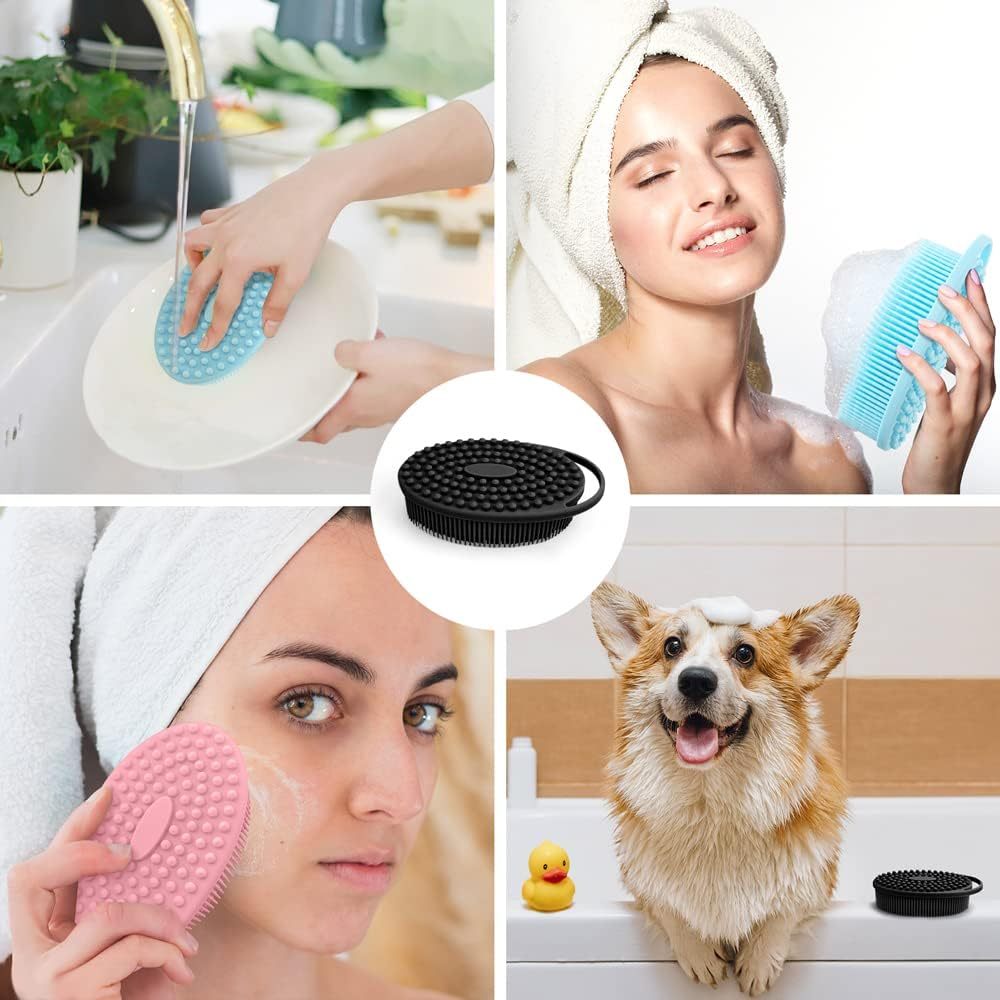 Easy-to-Clean Silicone Shower Scrubber,Silicone Body Scrubber – Dual-Sided Exfoliator for Men & Women, Gentle Loofah Alternative, Easy-to-Clean Silicone Shower Scrubber