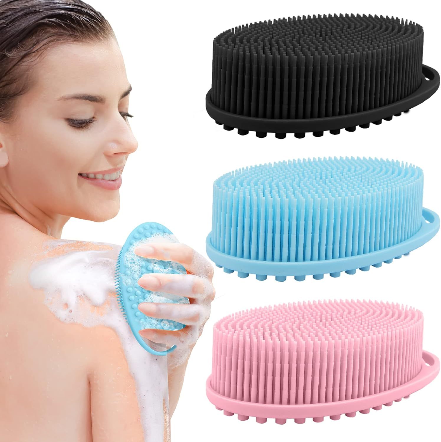 Easy-to-Clean Silicone Shower Scrubber,Silicone Body Scrubber – Dual-Sided Exfoliator for Men & Women, Gentle Loofah Alternative, Easy-to-Clean Silicone Shower Scrubber