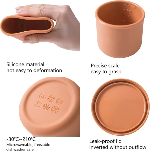 Silicone Bowls with Lids Set Reusable Food Container,Silicone Bowls with Lids Set Reusable Food Container with Airtight Lids Versatile for Storing Meals Microwave/Dishwasher/Freezer