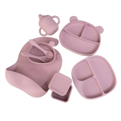 First Bites Gift Set Silicone baby plates and bowls,Silicone Baby Feeding Set - Baby Led Weaning Supplies - Baby Spoons, Suction Bowl - Plate - Baby Utensils Set - Silicone Feeding Set for Baby First Foods, Infant Eating