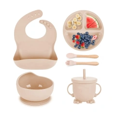 First Bites Gift Set Silicone baby plates and bowls,Silicone Baby Feeding Set - Baby Led Weaning Supplies - Baby Spoons, Suction Bowl - Plate - Baby Utensils Set - Silicone Feeding Set for Baby First Foods, Infant Eating