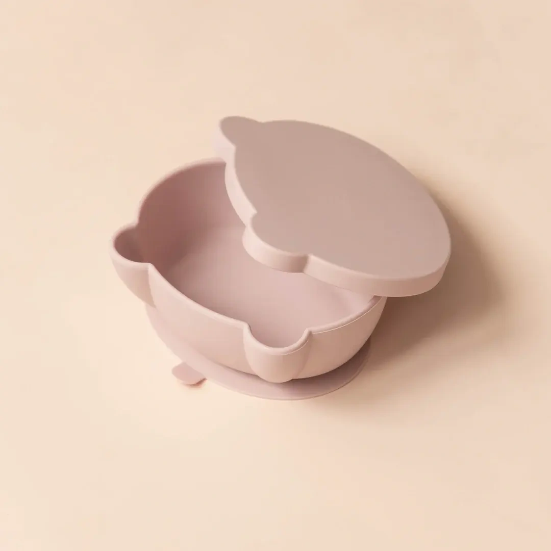 4PCS Bear Shape Baby Plates With Suction,Silicone Baby Feeding Set, 4PCS Bear Shape Baby Plates With Suction, Spoons and Forks Set