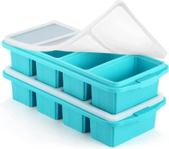Silicone Freezer Tray for Soup Ice Cubes,Silicone Ice Cube Tray, Freezer Tray for Soup Ice Cubes, 2-Cup Freezing Tray for Meal Prep - 2 Pack Silicon Soup Portion Freeze Tray
