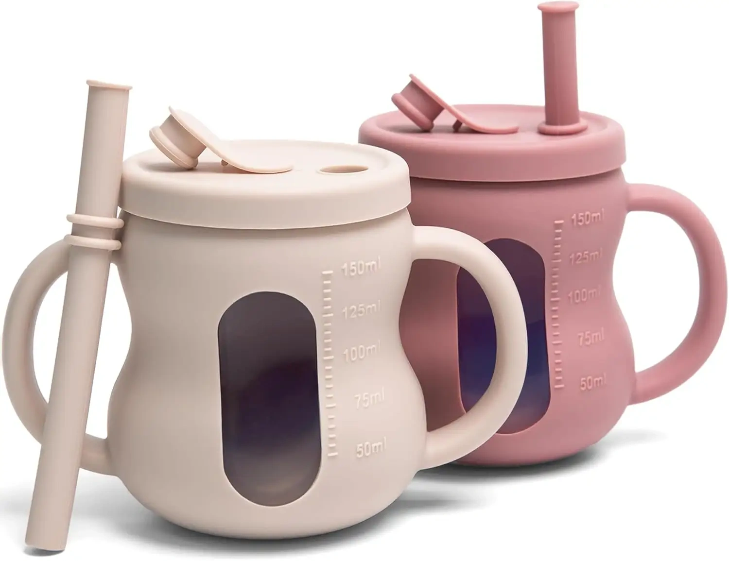 Non Slip Silicone Baby Training Cup,100% Silicone Baby Training Cup See-through Silicone sippy cup