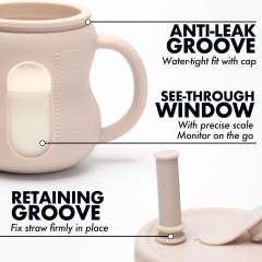 Non Slip Silicone Baby Training Cup,100% Silicone Baby Training Cup See-through Silicone sippy cup