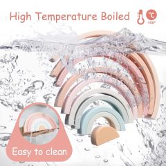 Silicone Rainbow Stacing toys for Toddlers,Rainbow Stacking Toy, Silicone Rainbow Stacker for Toddlers, Montessori Nesting Blocks, Building Creative Color Shape Matching Toy Set, 10 Layers