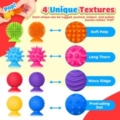 Silicone Sensory Squeeze Toy,Silicone Sensory Squeeze Toy, Textured Sensory Toys Powerful Suction Cups Stress Relief Relaxation Bath Toys for Adults Kids Random Color