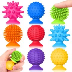 Silicone Sensory Squeeze Toy,Silicone Sensory Squeeze Toy, Textured Sensory Toys Powerful Suction Cups Stress Relief Relaxation Bath Toys for Adults Kids Random Color