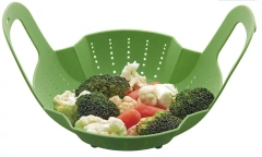 Silicone Steamer Basket,,Large Steamer Basket, Silicone Vegetable Steamer Basket with Handles and Strong Feets Compatible with 6 Qt and 8 Qt Cooking Pots(For Large Pot)