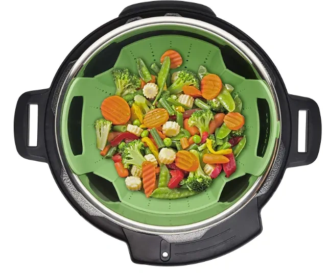 Silicone Steamer Basket,,Large Steamer Basket, Silicone Vegetable Steamer Basket with Handles and Strong Feets Compatible with 6 Qt and 8 Qt Cooking Pots(For Large Pot)