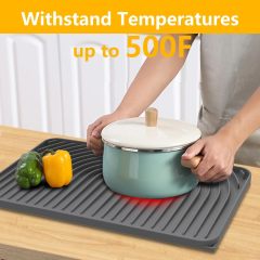 Silicone Dish Drying Mat for Kitchen Counter,Silicone Dish Drying Mat for Kitchen Counter, Dish Drying Pad, Non-Slip Drain Pad with Built-in Drain, Heat Resistant Stone Drying Mat