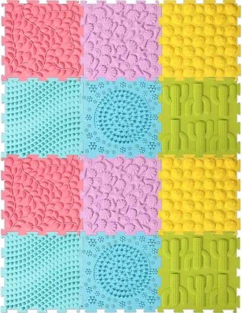 Custom Baby Massage Mats,Sensory Mat Module Set of Massage Game Mats for Kids Orthopedic Massage Puzzle Floor Mats Sensory Toys for Autistic Children