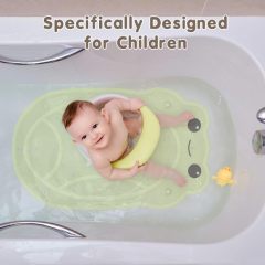 Bath Mat for Tub Non Slip Baby,Bath Mat for Tub Non Slip Baby, Kids Bathtub Mat, 30"x18" Bath Mat for Baby, Natural Rubber no Odors, Textured Surface and Strong Suction Cups for Double Anti-Slip, Easy to Clean, Green