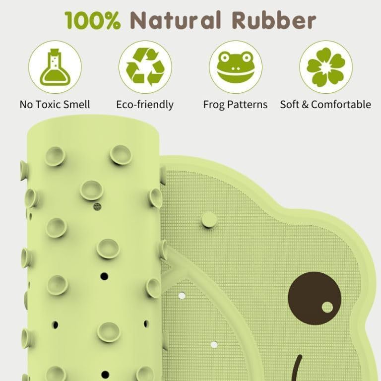 Bath Mat for Tub Non Slip Baby,Bath Mat for Tub Non Slip Baby, Kids Bathtub Mat, 30"x18" Bath Mat for Baby, Natural Rubber no Odors, Textured Surface and Strong Suction Cups for Double Anti-Slip, Easy to Clean, Green