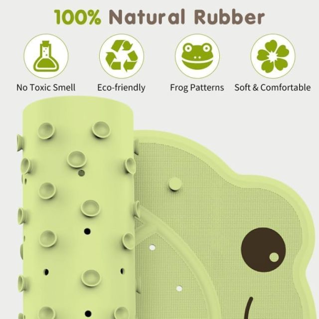 Bath Mat for Tub Non Slip Baby,Bath Mat for Tub Non Slip Baby, Kids Bathtub Mat, 30"x18" Bath Mat for Baby, Natural Rubber no Odors, Textured Surface and Strong Suction Cups for Double Anti-Slip, Easy to Clean, Green