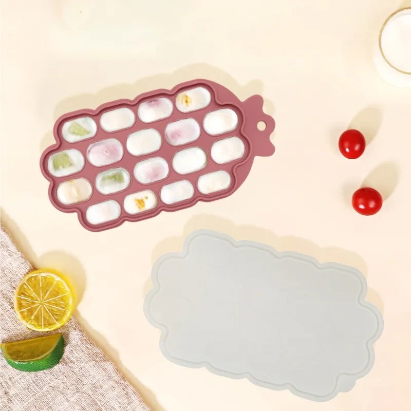 Baby Silicone Food Storage Container Ice Cube Tray,Baby Food Freezer Tray with Lid, Silicone Nibble Tray, Fruit Feeder Teether, Breastmilk Popsicle Mold, Food Storage Container, Ice Cube Maker for Homemade Baby Meals