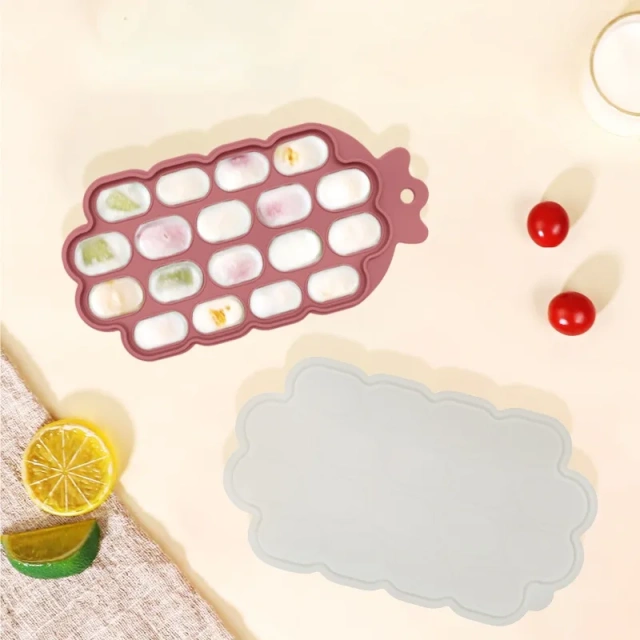 Baby Silicone Food Storage Container Ice Cube Tray,Baby Food Freezer Tray with Lid, Silicone Nibble Tray, Fruit Feeder Teether, Breastmilk Popsicle Mold, Food Storage Container, Ice Cube Maker for Homemade Baby Meals