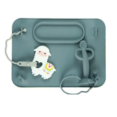 Silicone Suction Placemat,Silicone Suction Placemat with 4 Toy Adjustable Tethers for Babies & Toddlers, Keep Toys Off the Floor, Dishwasher Safe