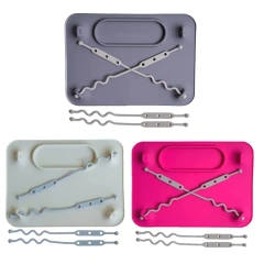 Silicone Suction Placemat,Silicone Suction Placemat with 4 Toy Adjustable Tethers for Babies & Toddlers, Keep Toys Off the Floor, Dishwasher Safe