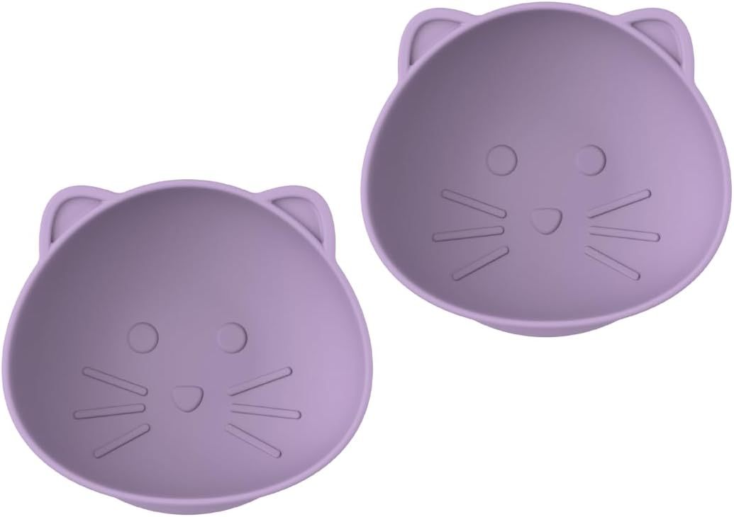 Cat Design Silicone Suction Bowls for Babies and Toddlers,Silicone Suction Bowls for Babies and Toddlers, Cat, 10.1 oz - 2 Pack, 100% Food Grade Silicone, Animal Shaped, BPA Free, Dishwasher & Microwave Safe