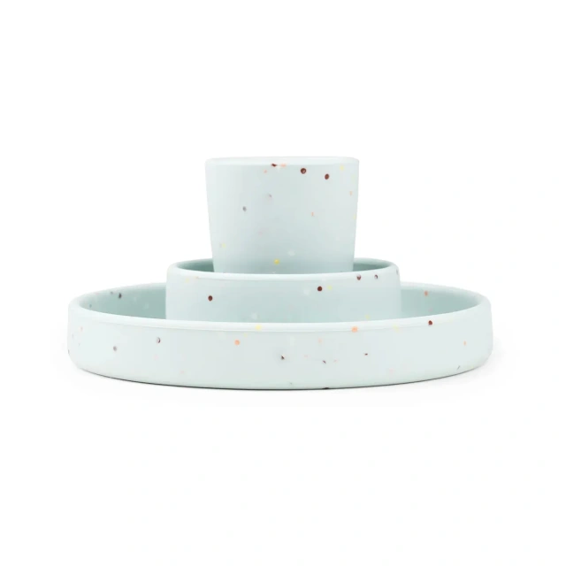 Non Toxic Silicone Training Cup Bowl Plate Feeding Set,Silicone Plate and Bowl Set for Kids, Simple Style Dinnerware, Includes Cup, Unbreakable Baby Feeding Set