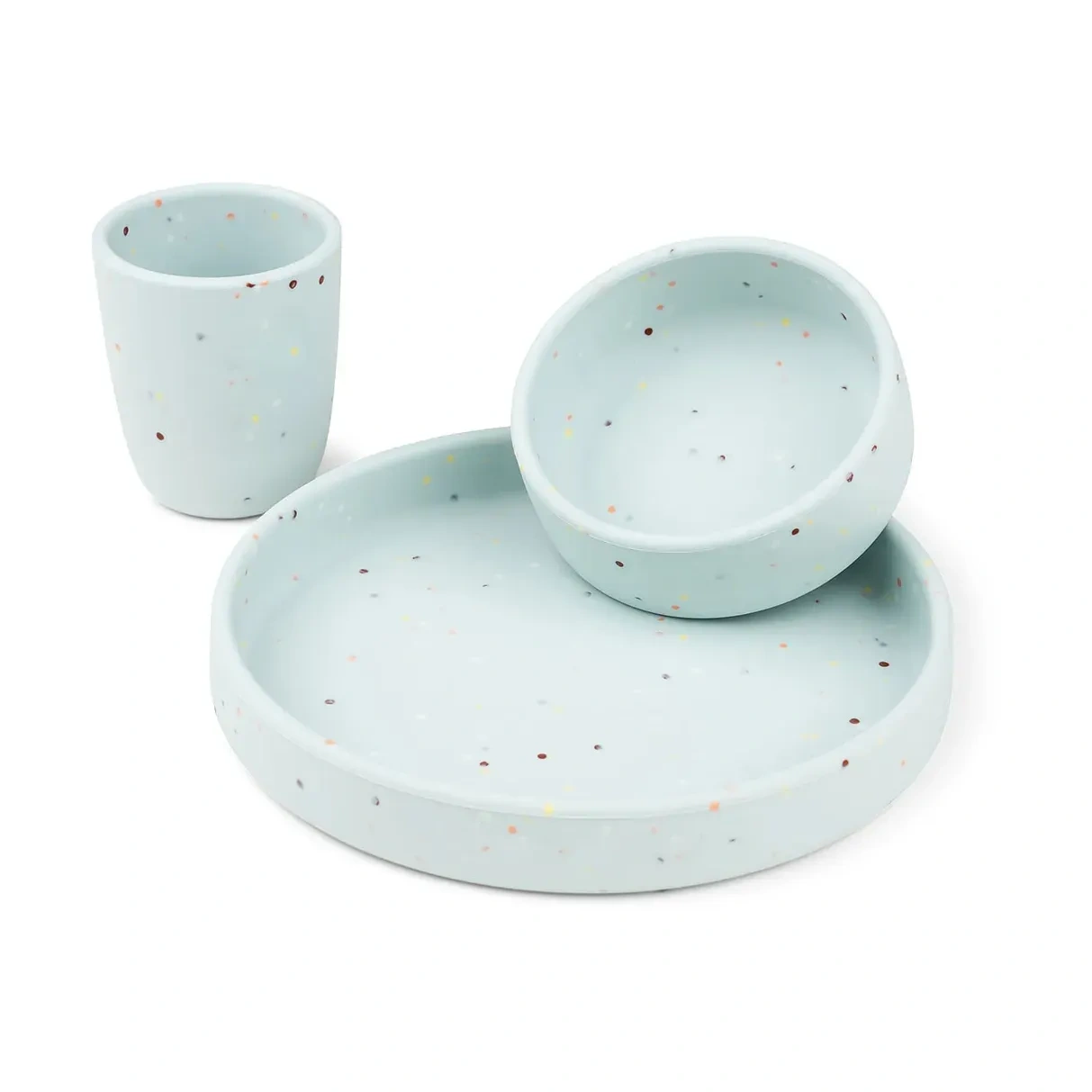 Non Toxic Silicone Training Cup Bowl Plate Feeding Set,Silicone Plate and Bowl Set for Kids, Simple Style Dinnerware, Includes Cup, Unbreakable Baby Feeding Set