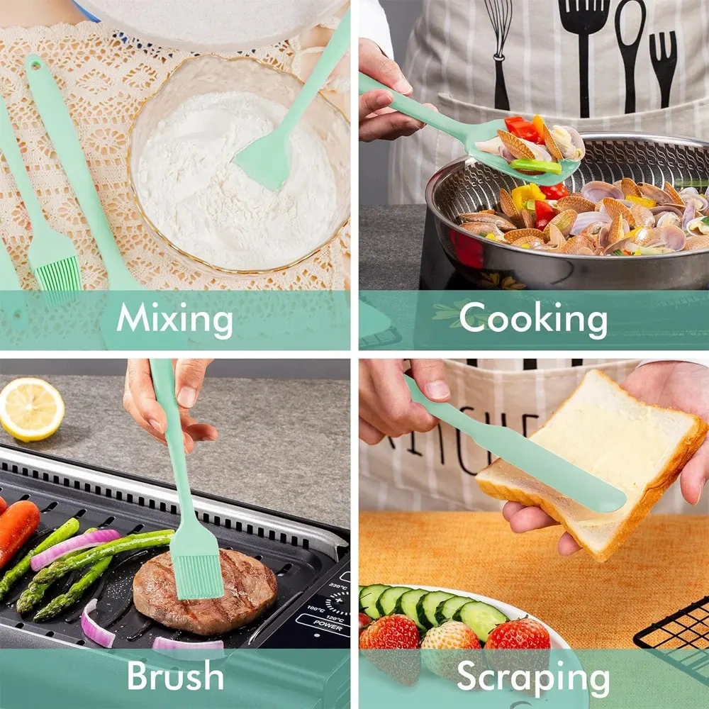 Silicone Spatula Set,Silicone Spatula Set, Food Grade Rubber Spatula, Upgrade Strong Handle with Ergonomic Grip, Heat Resistant Up to 600°F for Nonstick Cookware, Cooking