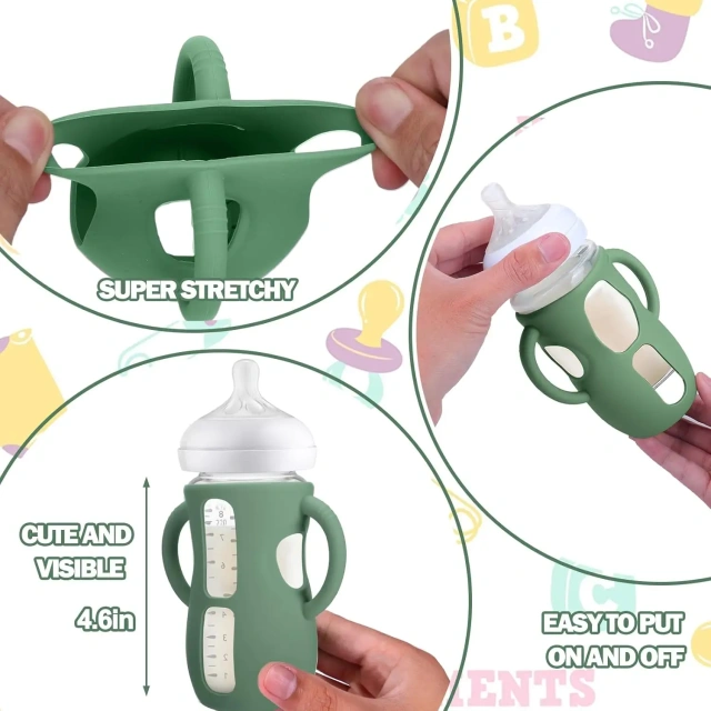 Silicone Sleeves for Philips Avent Glass Bottle,Silicone Sleeves for Philips Avent Glass Bottle - Anti Breakage Baby Bottle Holder with Handles for Phillips Avent Glass Bottles 8 oz & 4 oz