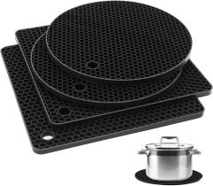 Silicone Trivet Mats,Silicone Trivet - Non-Slip Kitchen Mats - Multipurpose Pot Holders, Dish Mats, and Jar Opener Assistants - Made of Food Grade Silicone, No BPA
