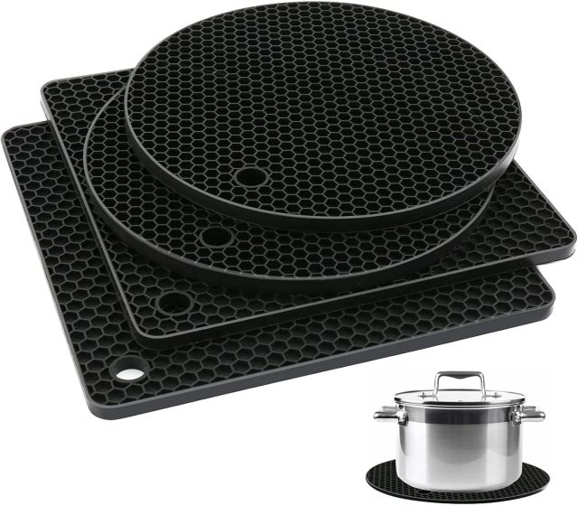 Silicone Trivet Mats,Silicone Trivet - Non-Slip Kitchen Mats - Multipurpose Pot Holders, Dish Mats, and Jar Opener Assistants - Made of Food Grade Silicone, No BPA