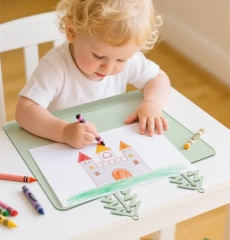 100% Silicone Placemat,100% Silicone Placemat with Teething Edge Bumper Spill Stopper, Travel Ready Non-Slip Suction Activity Mat for Infants