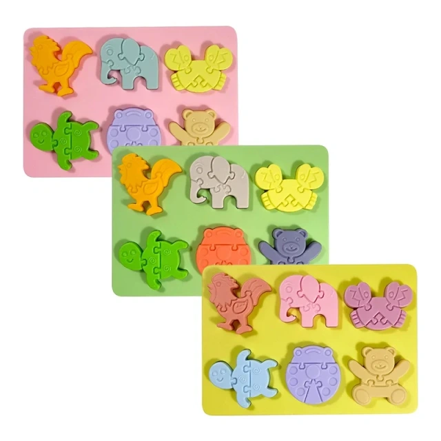 Baby Step Silicone Shape Sorter Puzzle for Toddlers,New Arrival BPA Free Full Premium Silicone Animal Puzzle Toy, Baby Sensory Bites Teether Set