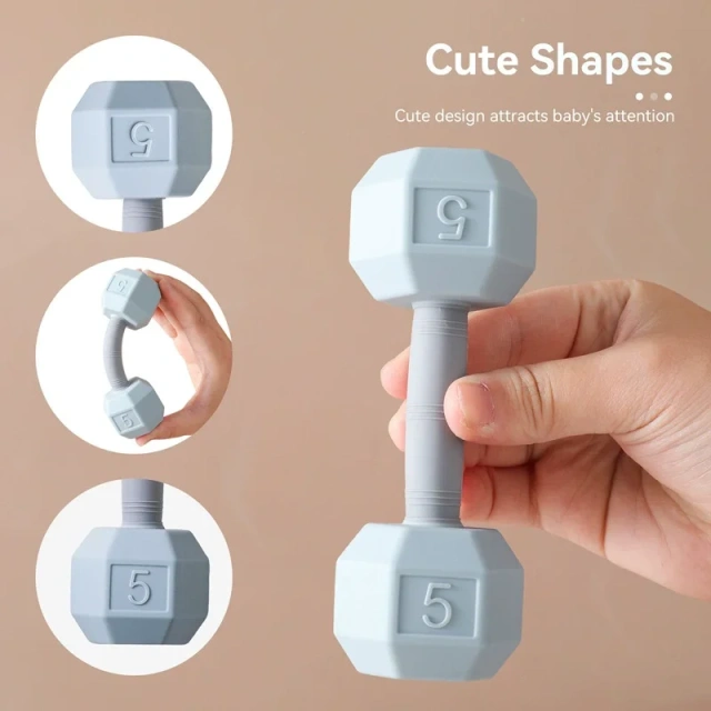 Baby Dumbbell Silicone Teether,Baby Dumbbell Silicone Teether - Weight Rattle Sensory Toy for Babies and Toddlers