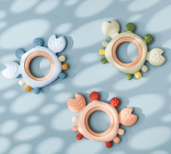Silicone Baby Teething Crab Toy,2025 New Silicone Baby Teething Crab Toy Safe Durable Infant Chewing, Colorful Cartoon Crab Baby Teething Toy
