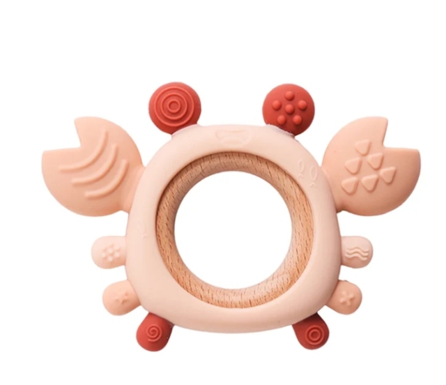 Silicone Baby Teething Crab Toy,2025 New Silicone Baby Teething Crab Toy Safe Durable Infant Chewing, Colorful Cartoon Crab Baby Teething Toy