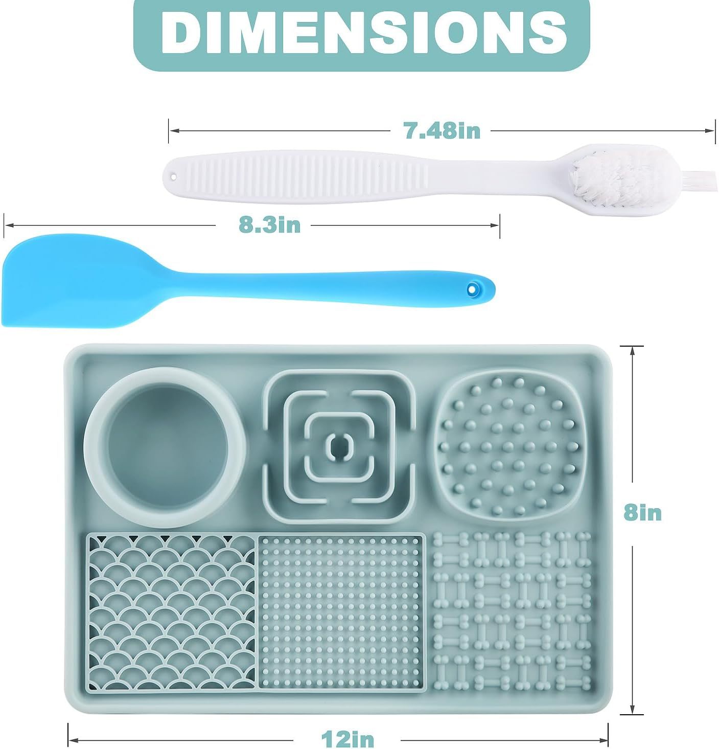 Silicone Lick Mat for Dogs,Lick Mat for Dogs, Slow Feeder Licking Mat with Suction Cups for Food and Water, Silicone Feeding Mat Perfec