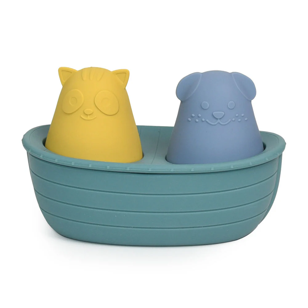 Silicone Baby Bath Toys Boat,Silicone Baby Bath Toys, Non-Toxic Mold Free Infant Squirty Bathtub Toys for Toddlers 6 Months+