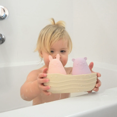 Silicone Baby Bath Toys Boat,Silicone Baby Bath Toys, Non-Toxic Mold Free Infant Squirty Bathtub Toys for Toddlers 6 Months+
