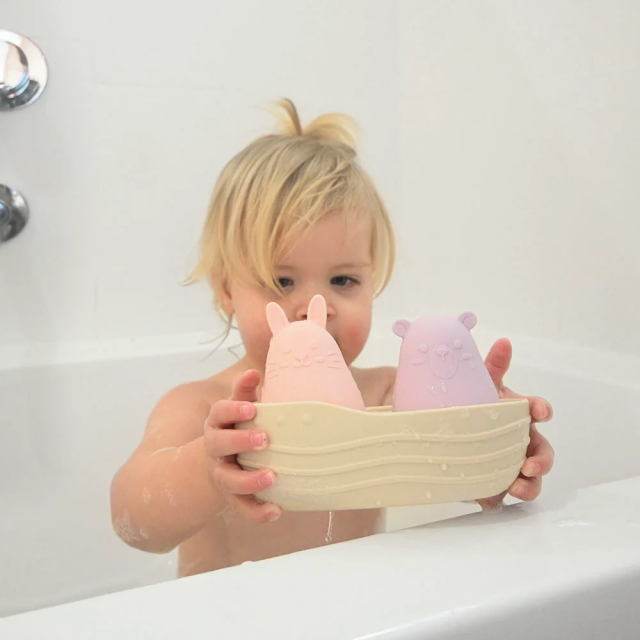 Silicone Baby Bath Toys Boat,Silicone Baby Bath Toys, Non-Toxic Mold Free Infant Squirty Bathtub Toys for Toddlers 6 Months+