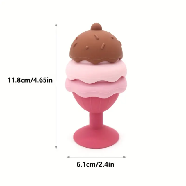 BPA Free Silicone Suction Ice Cream Stack Toy,Bath Toys, Silicone Ice Cream Stacking Toy, Baby Bath Toy, Connect, Build, Create - Bathtub Toys